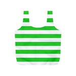 Horizontal Stripes - White and Lime Green Full Print Recycle Bag (S)