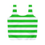 Horizontal Stripes - White and Lime Green Full Print Recycle Bag (M)