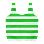 Horizontal Stripes - White and Lime Green Full Print Recycle Bag (L)