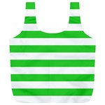 Horizontal Stripes - White and Lime Green Full Print Recycle Bag (XL)