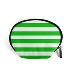 Horizontal Stripes - White and Lime Green Accessory Pouch (Small)