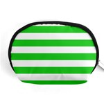 Horizontal Stripes - White and Lime Green Accessory Pouch (Medium)