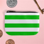 Horizontal Stripes - White and Lime Green Mini Coin Purse