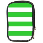 Horizontal Stripes - White and Lime Green Compact Camera Leather Case