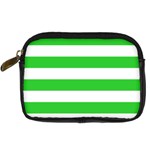 Horizontal Stripes - White and Lime Green Digital Camera Leather Case