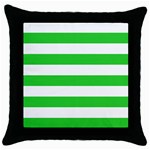 Horizontal Stripes - White and Lime Green Throw Pillow Case (Black)