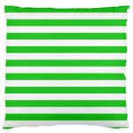 Horizontal Stripes - White and Lime Green Large Cushion Case (One Side)