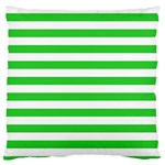 Horizontal Stripes - White and Lime Green Large Flano Cushion Case (Two Sides)