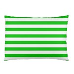 Horizontal Stripes - White and Lime Green Pillow Case (Two Sides)