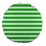 Horizontal Stripes - White and Lime Green Large 18  Premium Flano Round Cushion