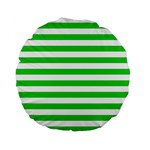 Horizontal Stripes - White and Lime Green Standard 15  Premium Flano Round Cushion