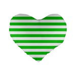 Horizontal Stripes - White and Lime Green Standard 16  Premium Flano Heart Shape Cushion