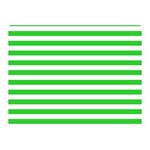 Horizontal Stripes - White and Lime Green Double Sided Flano Blanket (Mini)