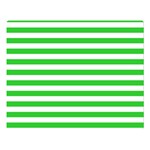 Horizontal Stripes - White and Lime Green Double Sided Flano Blanket (Large)