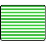 Horizontal Stripes - White and Lime Green Fleece Blanket (Medium) (One Side)