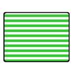 Horizontal Stripes - White and Lime Green Fleece Blanket (Small) (One Side)