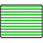 Horizontal Stripes - White and Lime Green Double Sided Fleece Blanket (Medium) (Two Sides)