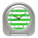 Horizontal Stripes - White and Lime Green Desk Alarm Clock