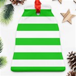 Horizontal Stripes - White and Lime Green Bell Ornament (Two Sides)