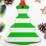 Horizontal Stripes - White and Lime Green Ornament (Christmas Tree)