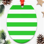 Horizontal Stripes - White and Lime Green Oval Ornament (Two Sides)