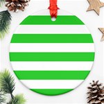 Horizontal Stripes - White and Lime Green Ornament (Round)