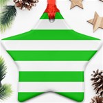 Horizontal Stripes - White and Lime Green Star Ornament (Two Sides)