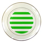 Horizontal Stripes - White and Lime Green Porcelain Plate