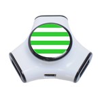 Horizontal Stripes - White and Lime Green Portable USB Hub (One Side)