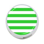 Horizontal Stripes - White and Lime Green 4-Port USB Hub (One Side)