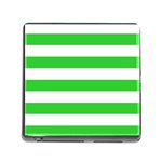 Horizontal Stripes - White and Lime Green Memory Card Reader (Square)