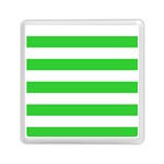 Horizontal Stripes - White and Lime Green Memory Card Reader with Storage (Square)