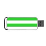 Horizontal Stripes - White and Lime Green Portable USB Flash (One Side)