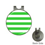 Horizontal Stripes - White and Lime Green Golf Ball Marker Hat Clip