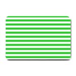 Horizontal Stripes - White and Lime Green Small Doormat