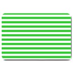 Horizontal Stripes - White and Lime Green Large Doormat