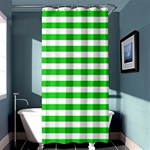 Horizontal Stripes - White and Lime Green Shower Curtain 36  x 72  (Stall)