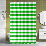 Horizontal Stripes - White and Lime Green Shower Curtain 48  x 72  (Small)