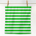 Horizontal Stripes - White and Lime Green Face Towel