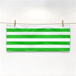 Horizontal Stripes - White and Lime Green Hand Towel