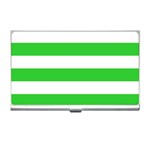 Horizontal Stripes - White and Lime Green Business Card Holder