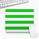 Horizontal Stripes - White and Lime Green Large Mousepad