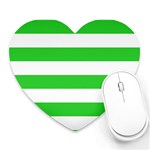 Horizontal Stripes - White and Lime Green Heart Mousepad