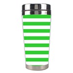 Horizontal Stripes - White and Lime Green Stainless Steel Travel Tumbler