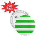 Horizontal Stripes - White and Lime Green 1.75  Button (100 pack)