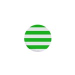 Horizontal Stripes - White and Lime Green 1  Mini Magnet