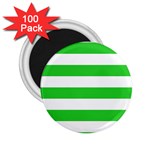 Horizontal Stripes - White and Lime Green 2.25  Magnet (100 pack)