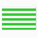 Horizontal Stripes - White and Lime Green Postcard 4  x 6 