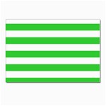 Horizontal Stripes - White and Lime Green Postcards 5  x 7  (Pkg of 10)