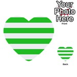 Horizontal Stripes - White and Lime Green Multi-purpose Cards (Heart)
